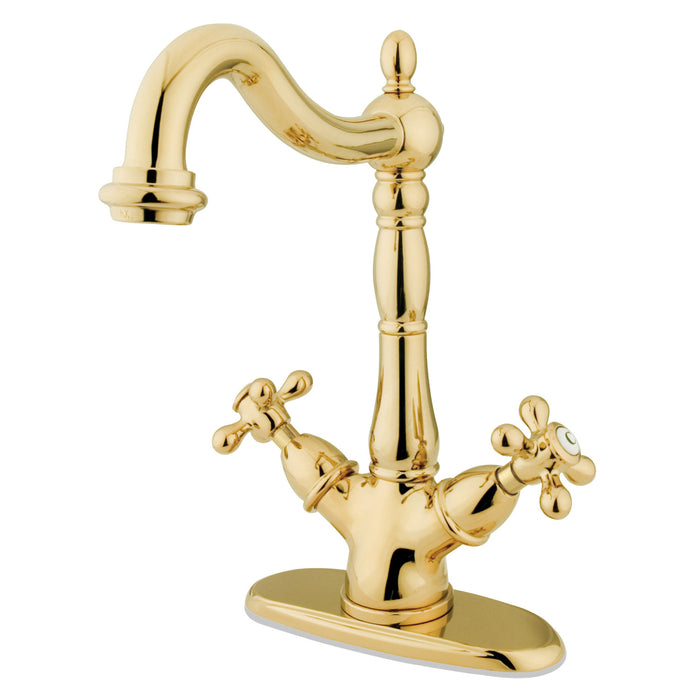 Heritage KS1492AX Two-Handle 1-or-3 Hole Deck Mount Vessel Faucet, Polished Brass