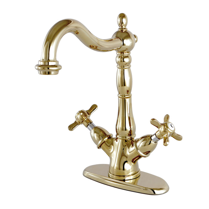 Kingston Heirloom KS1492BEX - Essex Two-Handle 1-or-3 Hole Deck Mount Vessel Faucet, Polished Brass