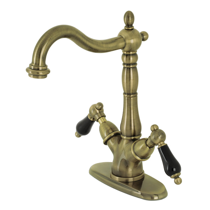 Kingston Heirloom KS1493PKL - Duchess Two-Handle 1-or-3 Hole Deck Mount Vessel Faucet, Antique Brass