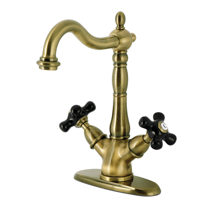 Kingston Heirloom KS1493PKX - Duchess Two-Handle 1-or-3 Hole Deck Mount Vessel Faucet, Antique Brass