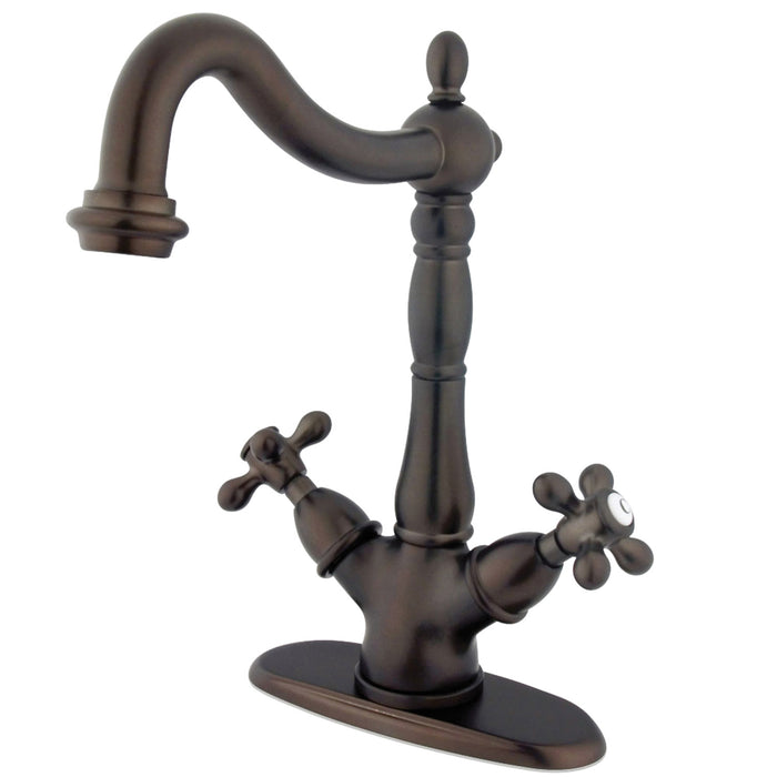 Kingston Heirloom KS1495AX - Heritage Two-Handle 1-or-3 Hole Deck Mount Vessel Faucet, Oil Rubbed Bronze