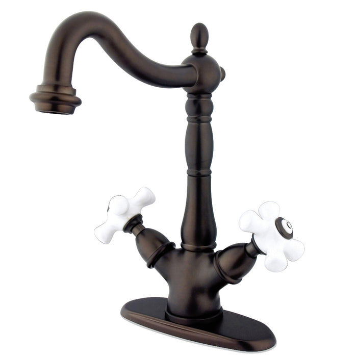 Kingston Heirloom KS1495PX - Heritage Two-Handle 1-or-3 Hole Deck Mount Vessel Faucet, Oil Rubbed Bronze