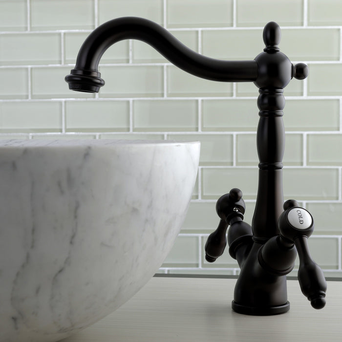 Kingston Heirloom KS1495TAL - Tudor Two-Handle 1-or-3 Hole Deck Mount Vessel Faucet, Oil Rubbed Bronze