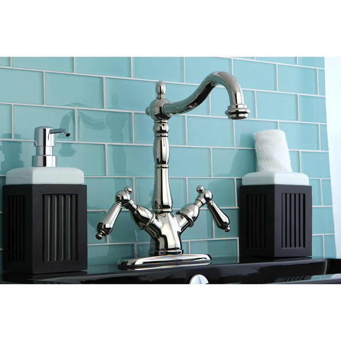Kingston Heirloom KS1496AL - Heritage Two-Handle 1-or-3 Hole Deck Mount Vessel Faucet, Polished Nickel