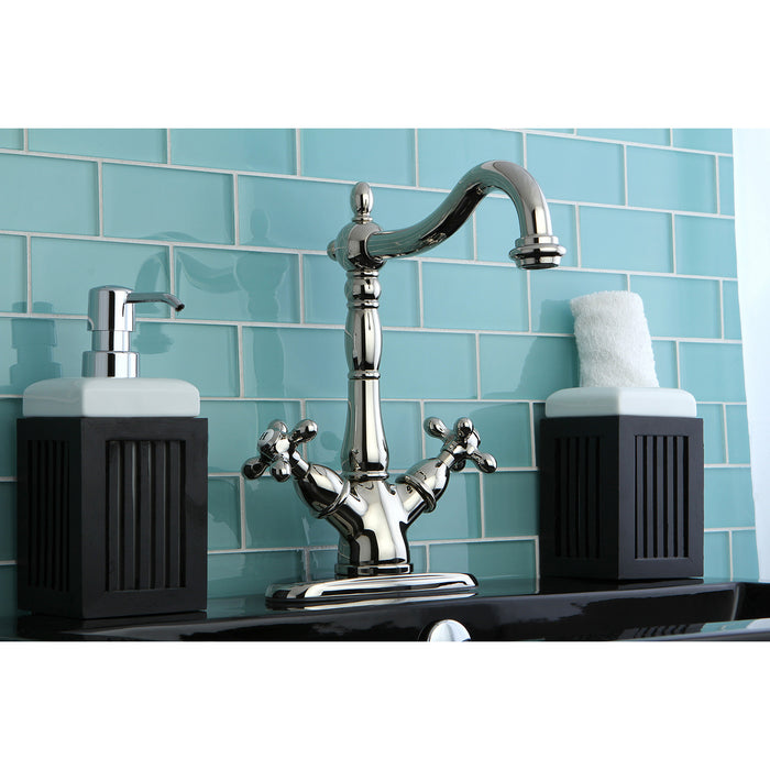 Kingston Heirloom KS1496AX - Heritage Two-Handle 1-or-3 Hole Deck Mount Vessel Faucet, Polished Nickel