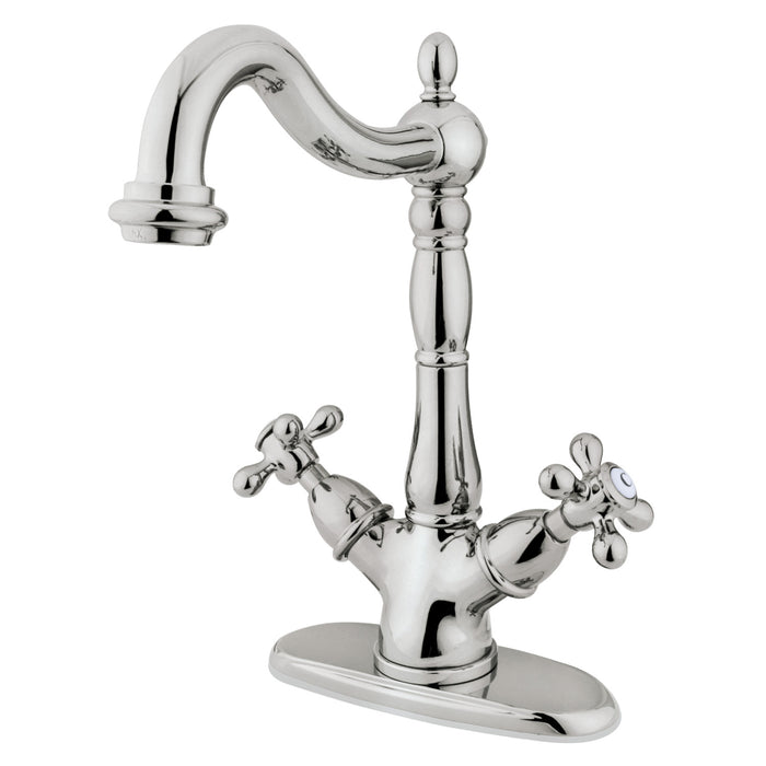Kingston Heirloom KS1496AX - Heritage Two-Handle 1-or-3 Hole Deck Mount Vessel Faucet, Polished Nickel