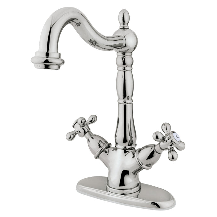 Heritage KS1496AX Two-Handle 1-or-3 Hole Deck Mount Vessel Faucet, Polished Nickel