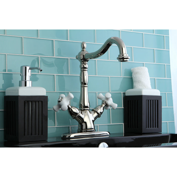 Kingston Heirloom KS1496PX - Heritage Two-Handle 1-or-3 Hole Deck Mount Vessel Faucet, Polished Nickel