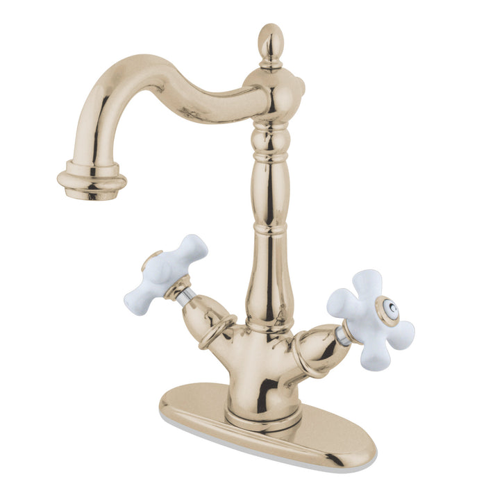 Kingston Heirloom KS1496PX - Heritage Two-Handle 1-or-3 Hole Deck Mount Vessel Faucet, Polished Nickel