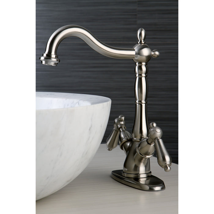 Kingston Heirloom KS1498AL - Heritage Two-Handle 1-or-3 Hole Deck Mount Vessel Faucet, Brushed Nickel