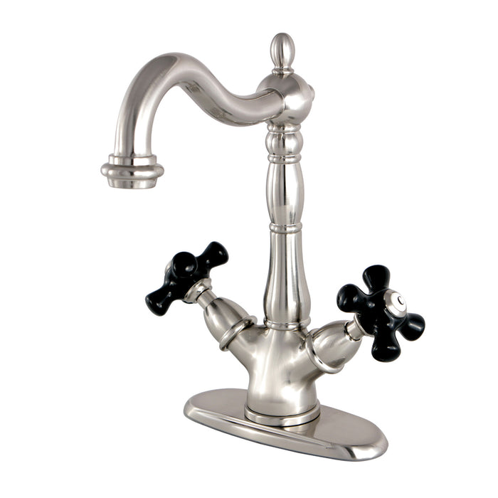 Kingston Heirloom KS1498PKX - Duchess Two-Handle 1-or-3 Hole Deck Mount Vessel Faucet, Brushed Nickel