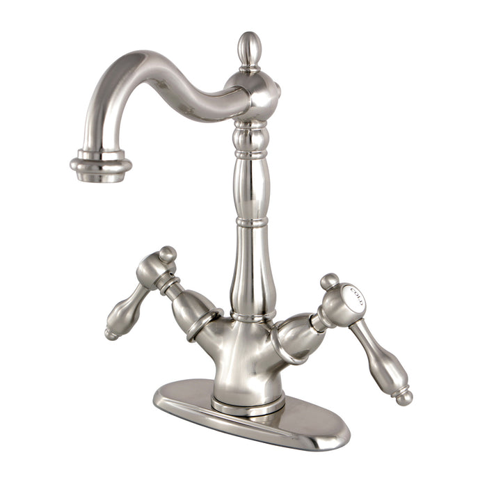 Kingston Heirloom KS1498TAL - Tudor Two-Handle 1-or-3 Hole Deck Mount Vessel Faucet, Brushed Nickel