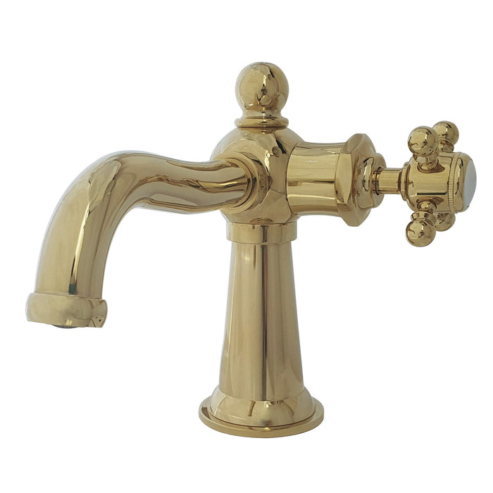 Kingston Heirloom KS154BXPB - Nautical One-Handle 1-Hole Bathroom Faucet with Push Pop-Up Drain, Polished Brass