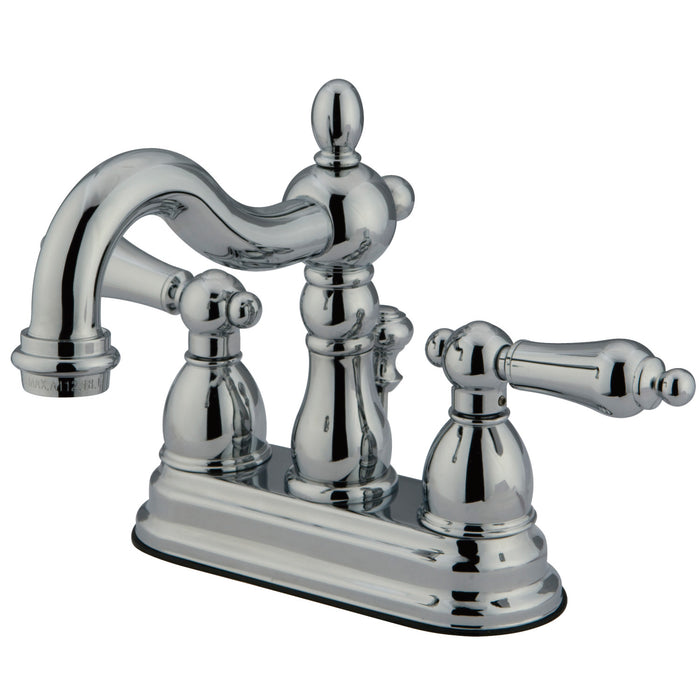 Kingston Heirloom KS1601AL - Heritage Double-Handle 3-Hole Deck Mount 4-Inch Centerset Bathroom Faucet with Brass Pop-Up, Polished Chrome