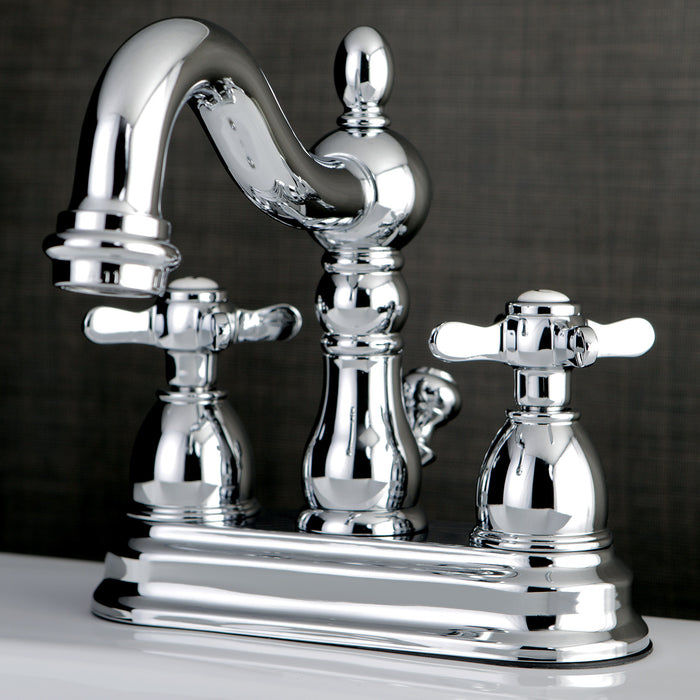 Kingston Heirloom KS1601BEX - Essex Double-Handle 3-Hole Deck Mount 4-Inch Centerset Bathroom Faucet with Brass Pop-Up, Polished Chrome