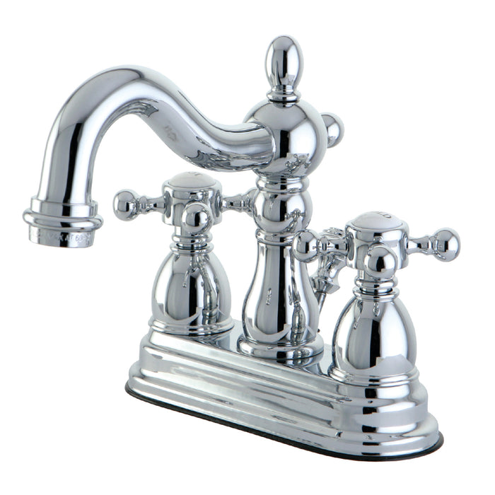 Kingston Heirloom KS1601BX - Heritage Double-Handle 3-Hole Deck Mount 4-Inch Centerset Bathroom Faucet with Brass Pop-Up, Polished Chrome