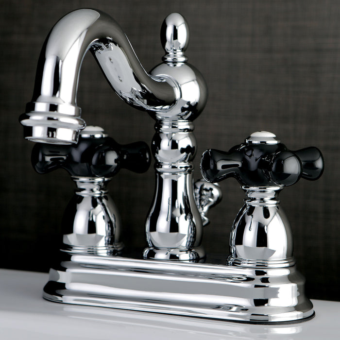 Kingston Heirloom KS1601PKX - Duchess Double-Handle 3-Hole Deck Mount 4-Inch Centerset Bathroom Faucet with Brass Pop-Up, Polished Chrome