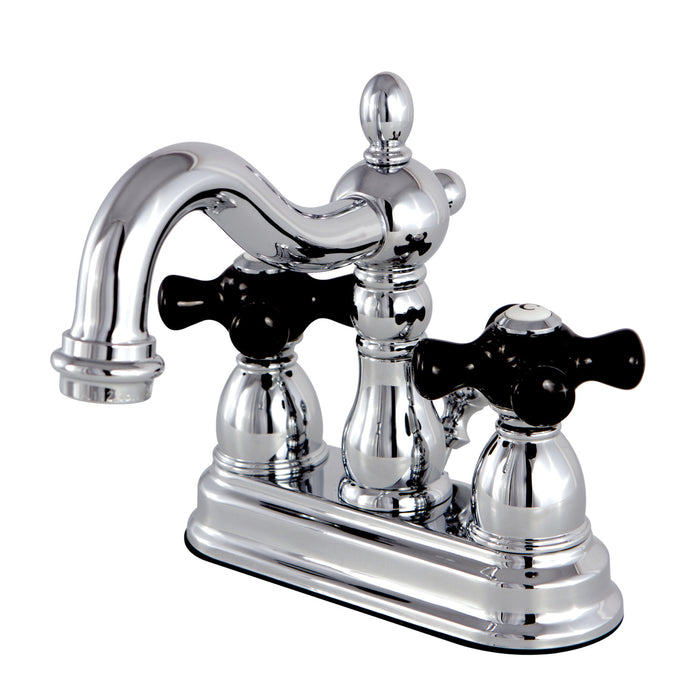 Kingston Heirloom KS1601PKX - Duchess Double-Handle 3-Hole Deck Mount 4-Inch Centerset Bathroom Faucet with Brass Pop-Up, Polished Chrome