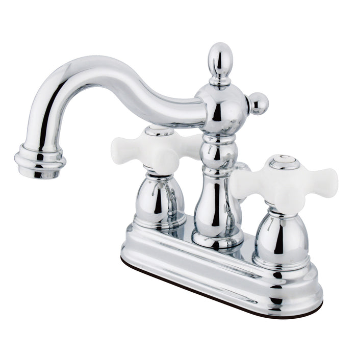 Kingston Heirloom KS1601PX - Heritage Double-Handle 3-Hole Deck Mount 4-Inch Centerset Bathroom Faucet with Brass Pop-Up, Polished Chrome