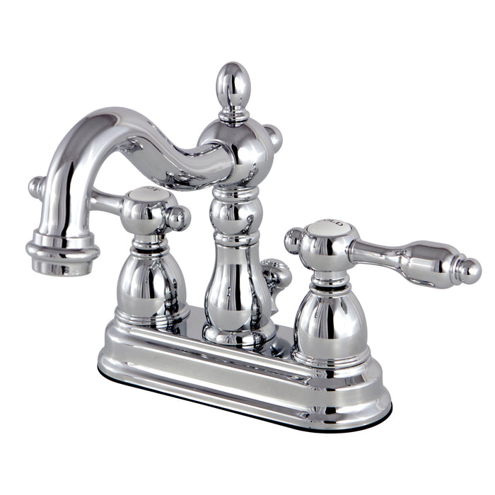 Kingston Heirloom KS1601TAL - Tudor Double-Handle 3-Hole Deck Mount 4-Inch Centerset Bathroom Faucet with Brass Pop-Up, Polished Chrome
