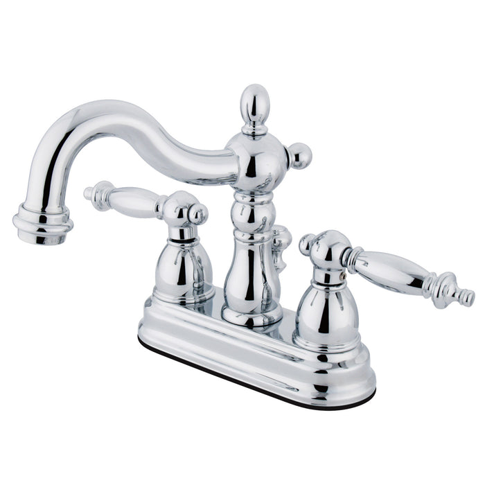 Kingston Heirloom KS1601TL - Heritage Double-Handle 3-Hole Deck Mount 4-Inch Centerset Bathroom Faucet with Brass Pop-Up, Polished Chrome