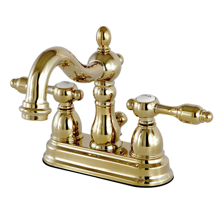 Kingston Heirloom KS1602TAL - Tudor Double-Handle 3-Hole Deck Mount 4-Inch Centerset Bathroom Faucet with Brass Pop-Up, Polished Brass