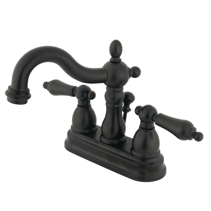 Kingston Heirloom KS1605AL - Heritage Double-Handle 3-Hole Deck Mount 4-Inch Centerset Bathroom Faucet with Brass Pop-Up, Oil Rubbed Bronze