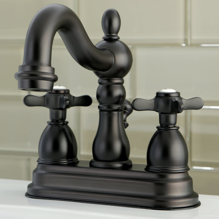 Kingston Heirloom KS1605BEX - Essex Double-Handle 3-Hole Deck Mount 4-Inch Centerset Bathroom Faucet with Brass Pop-Up, Oil Rubbed Bronze