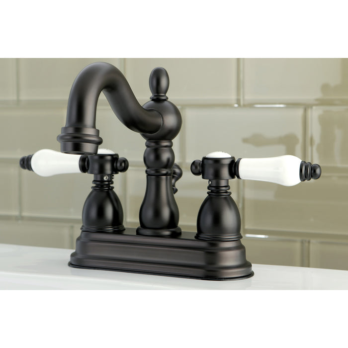 Kingston Heirloom KS1605BPL - Bel-Air Double-Handle 3-Hole Deck Mount 4-Inch Centerset Bathroom Faucet with Brass Pop-Up, Oil Rubbed Bronze