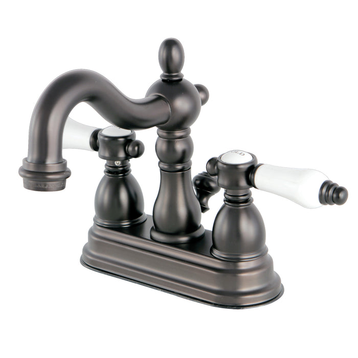 Kingston Heirloom KS1605BPL - Bel-Air Double-Handle 3-Hole Deck Mount 4-Inch Centerset Bathroom Faucet with Brass Pop-Up, Oil Rubbed Bronze