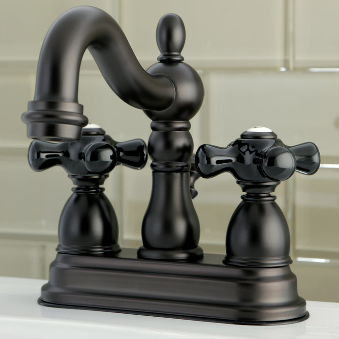 Kingston Heirloom KS1605PKX - Duchess Double-Handle 3-Hole Deck Mount 4-Inch Centerset Bathroom Faucet with Brass Pop-Up, Oil Rubbed Bronze