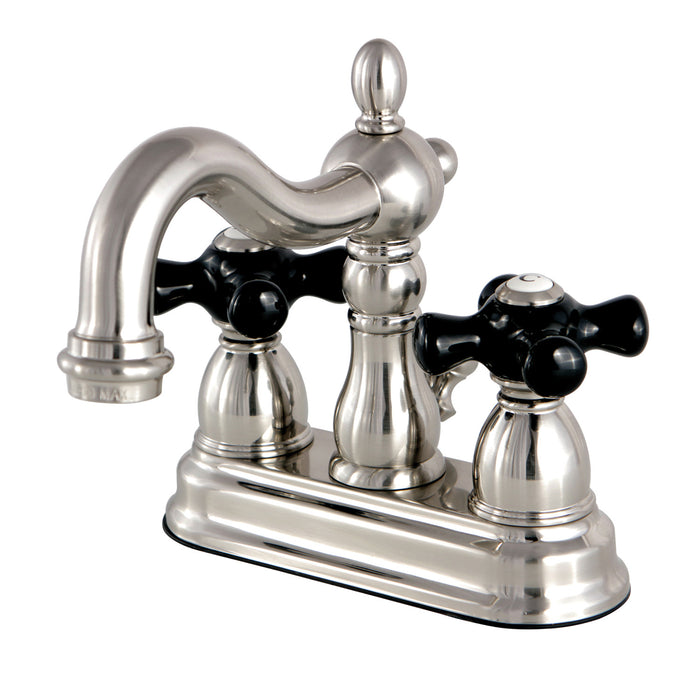 Kingston Heirloom KS1608PKX - Duchess Double-Handle 3-Hole Deck Mount 4-Inch Centerset Bathroom Faucet with Brass Pop-Up, Brushed Nickel