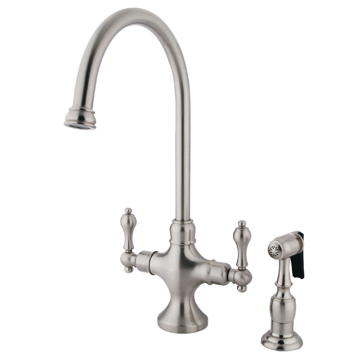 Uptowne 32-Inch Stainless Steel Single Bowl Undermount Kitchen Sink  with Vintage Kitchen Faucet with Sprayer and Basket Strainer, Brushed Nickel