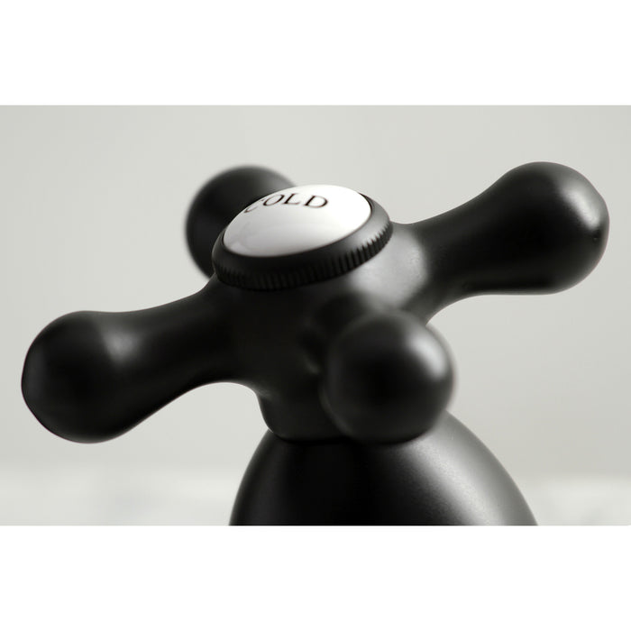 Kingston Heirloom KS1970AX - Heritage Two-Handle 3-Hole Deck Mount Widespread Bathroom Faucet with Brass Pop-Up, Matte Black