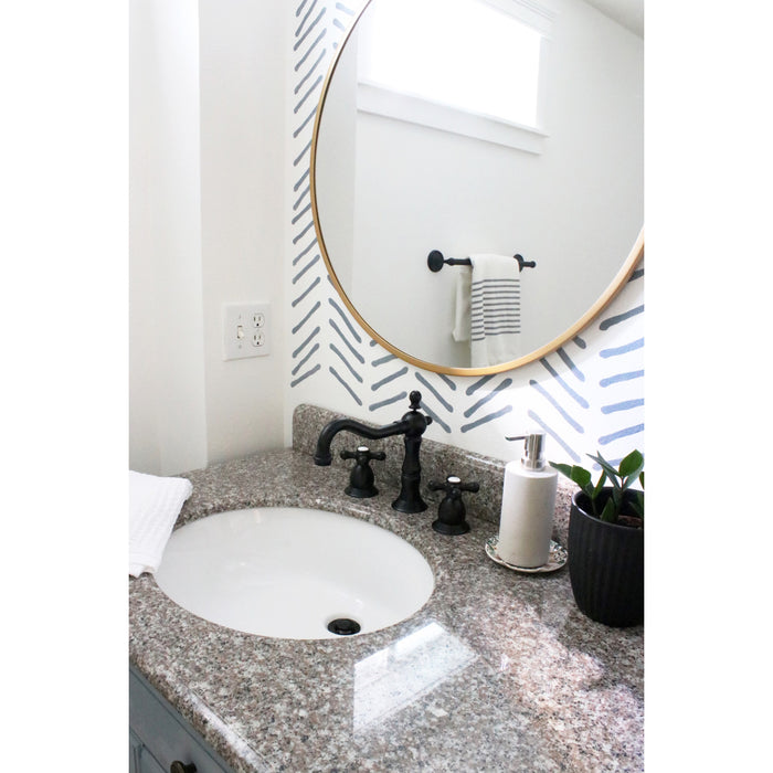 Kingston Heirloom KS1970AX - Heritage Two-Handle 3-Hole Deck Mount Widespread Bathroom Faucet with Brass Pop-Up, Matte Black