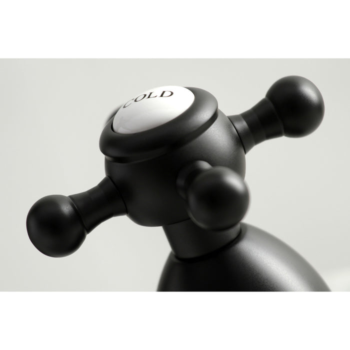 Kingston Heirloom KS1970BX - Heritage Two-Handle 3-Hole Deck Mount Widespread Bathroom Faucet with Brass Pop-Up, Matte Black