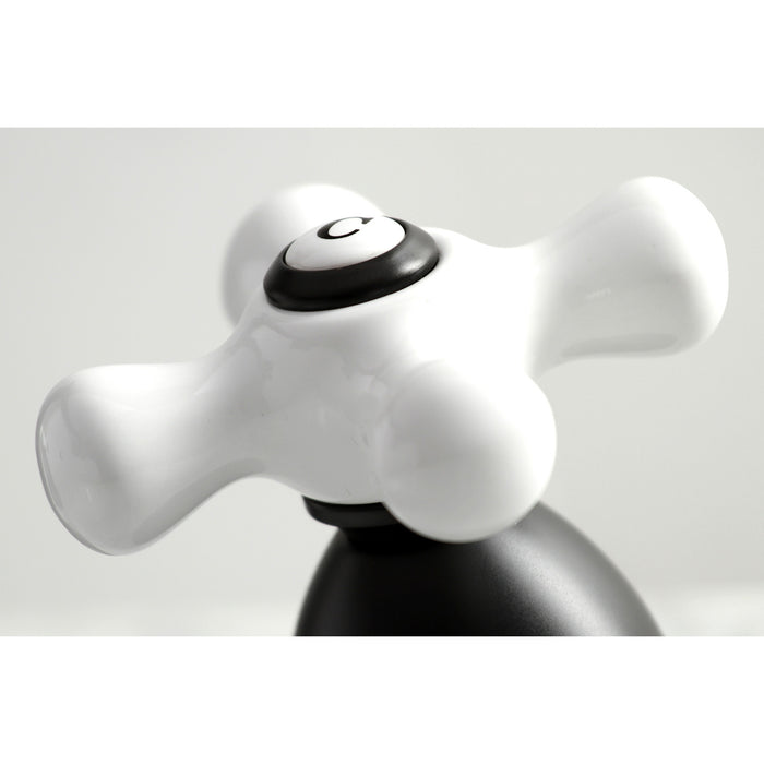 Kingston Heirloom KS1970PX - Heritage Two-Handle 3-Hole Deck Mount Widespread Bathroom Faucet with Brass Pop-Up, Matte Black