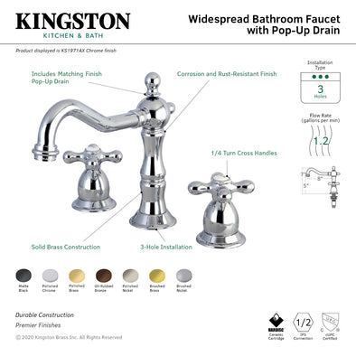 Kingston Heirloom KS1971AX - Heritage Two-Handle 3-Hole Deck Mount