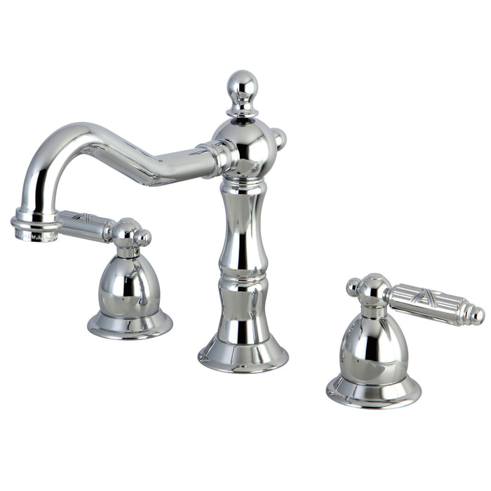 Kingston Heirloom KS1971GL - Heritage Two-Handle 3-Hole Deck Mount Widespread Bathroom Faucet with Brass Pop-Up, Polished Chrome