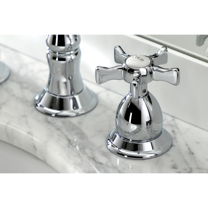 Kingston Heirloom KS1971NX - Hamilton Two-Handle 3-Hole Deck Mount Widespread Bathroom Faucet with Brass Pop-Up, Polished Chrome