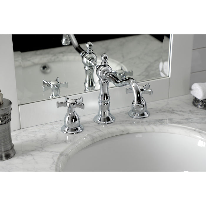 Kingston Heirloom KS1971NX - Hamilton Two-Handle 3-Hole Deck Mount Widespread Bathroom Faucet with Brass Pop-Up, Polished Chrome