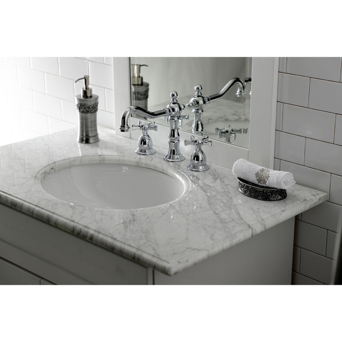 Kingston Heirloom KS1971NX - Hamilton Two-Handle 3-Hole Deck Mount Widespread Bathroom Faucet with Brass Pop-Up, Polished Chrome