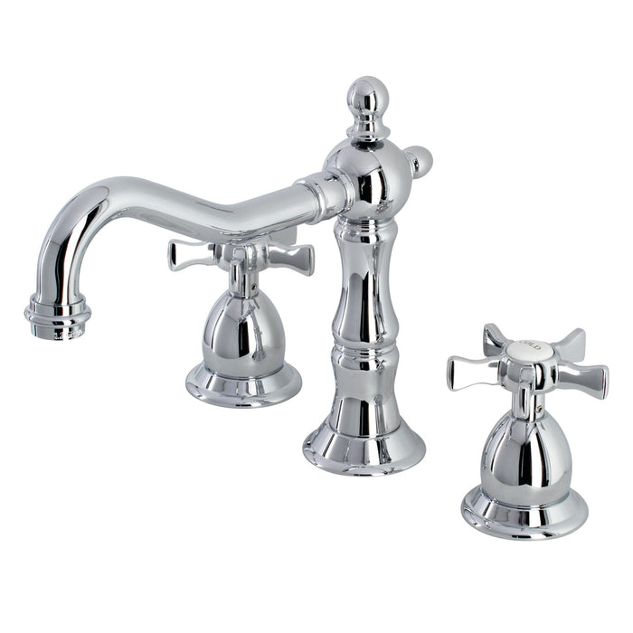 Kingston Heirloom KS1971NX - Hamilton Two-Handle 3-Hole Deck Mount Widespread Bathroom Faucet with Brass Pop-Up, Polished Chrome