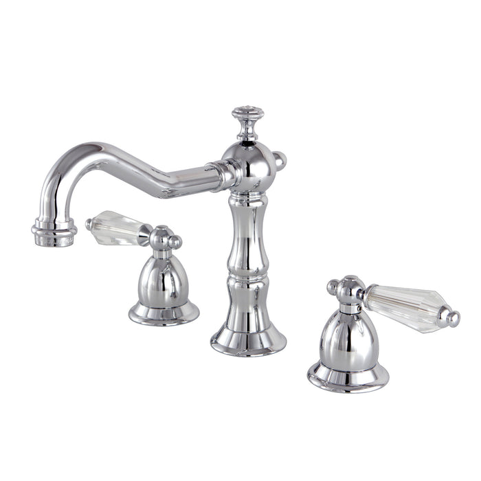 Kingston Heirloom KS1971WLL - Wilshire Two-Handle 3-Hole Deck Mount Widespread Bathroom Faucet with Brass Pop-Up, Polished Chrome