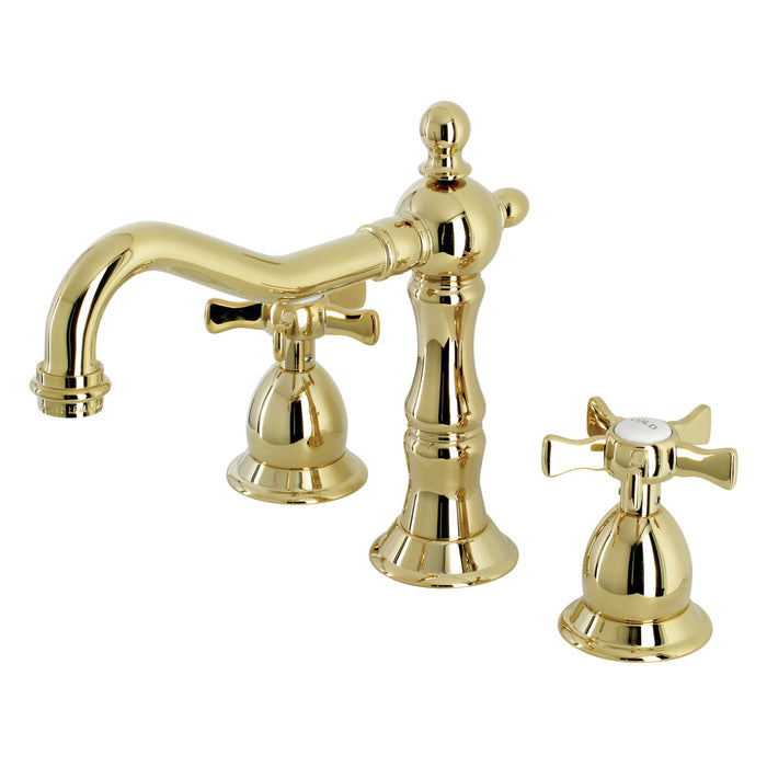 Kingston Heirloom KS1972NX - Hamilton Two-Handle 3-Hole Deck Mount Widespread Bathroom Faucet with Brass Pop-Up, Polished Brass