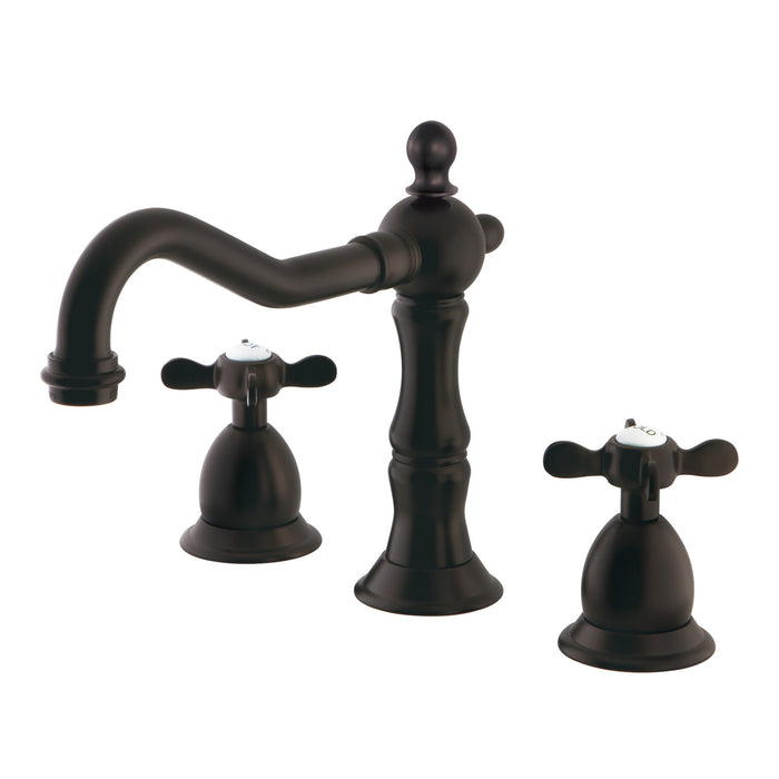 Kingston Heirloom KS1975BEX - Essex Two-Handle 3-Hole Deck Mount Widespread Bathroom Faucet with Brass Pop-Up, Oil Rubbed Bronze