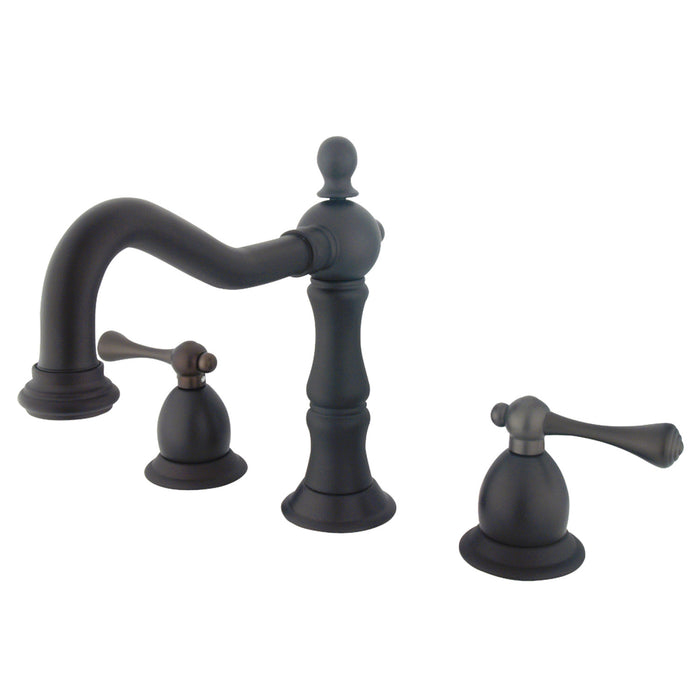 Kingston Heirloom KS1975BL - Heritage Two-Handle 3-Hole Deck Mount Widespread Bathroom Faucet with Brass Pop-Up, Oil Rubbed Bronze