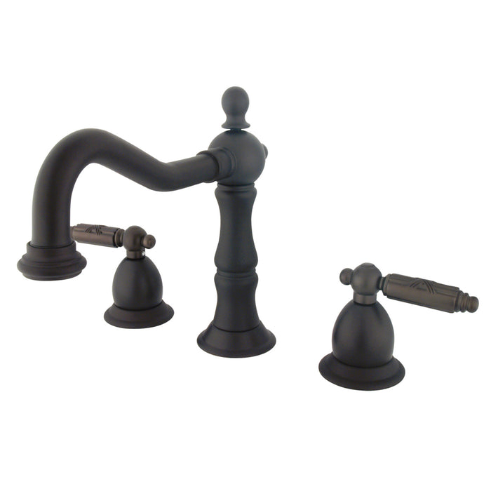 Kingston Heirloom KS1975GL - Heritage Two-Handle 3-Hole Deck Mount Widespread Bathroom Faucet with Brass Pop-Up, Oil Rubbed Bronze
