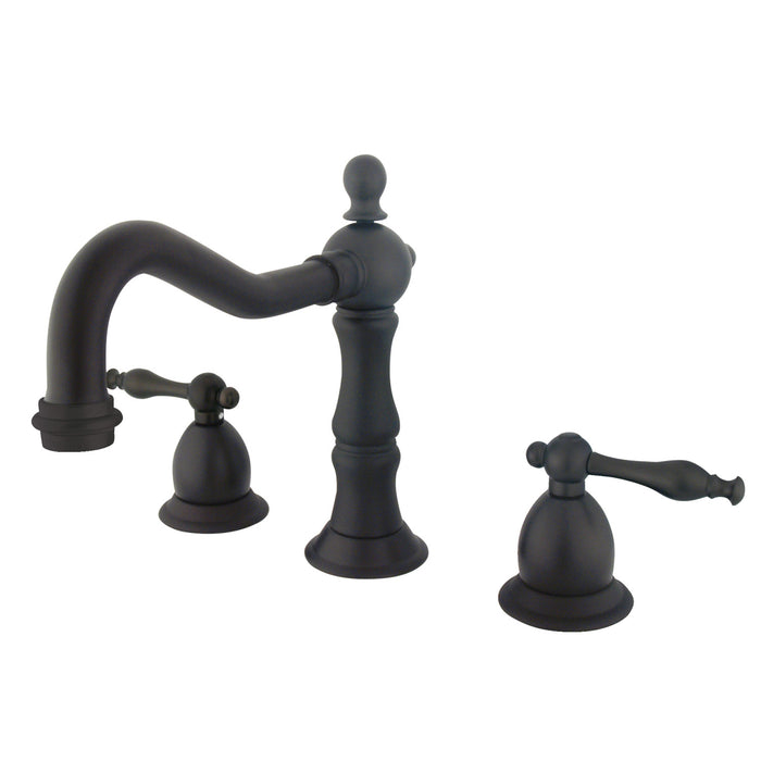 Kingston Heirloom KS1975NL - Heritage Two-Handle 3-Hole Deck Mount Widespread Bathroom Faucet with Brass Pop-Up, Oil Rubbed Bronze