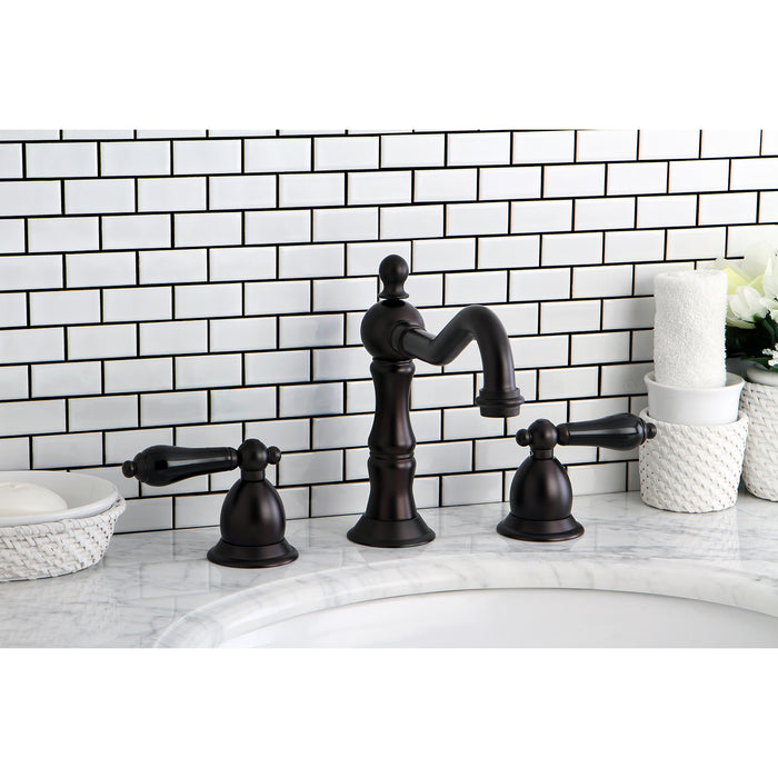 Kingston Heirloom KS1975PKL - Duchess Two-Handle 3-Hole Deck Mount Widespread Bathroom Faucet with Brass Pop-Up, Oil Rubbed Bronze